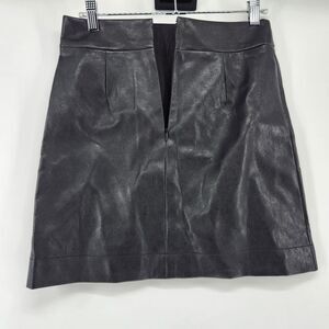 J.Crew Women's Size 0 Black Faux Leather A Line Mini Skirt NWT